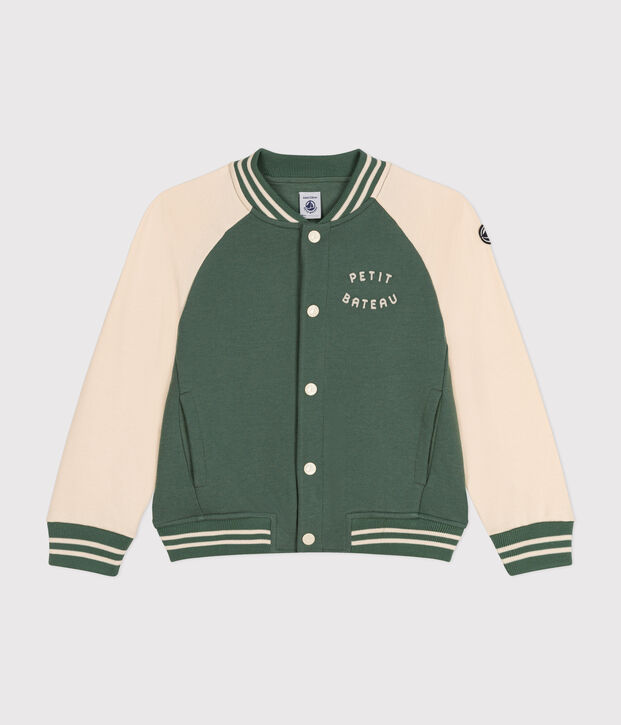 Teddyjacke aus Molton Kinder/Jungen gr&uuml;n/naturfarben