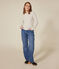 Langärmeliges Damen-T-Shirt mit Kragen mit Knopfleiste im einfarbigen Nadelzug-Strick beige MONTELIMAR CHINE
