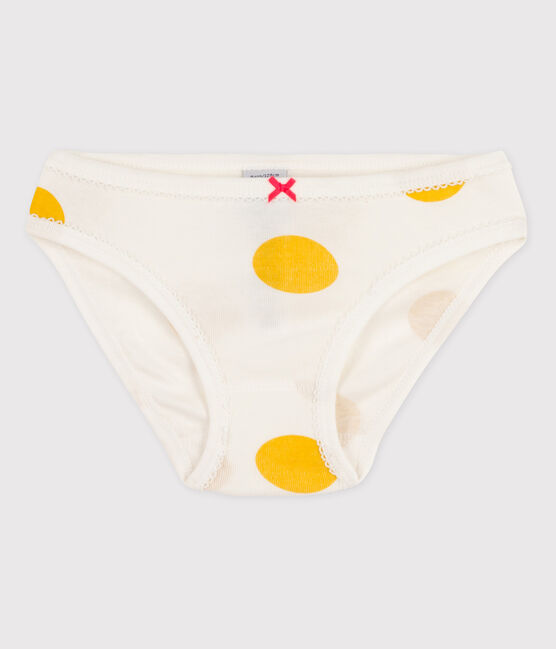 3er-Set Slips aus Bio-Baumwolle mit Lochstickerei für Damen weiss MARSHMALLOW/gelb BLE