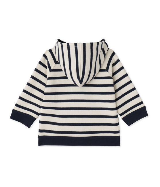 Sweat zippé bébé garçon en jersey lourd rayé beige COQUILLE/blau SMOKING
