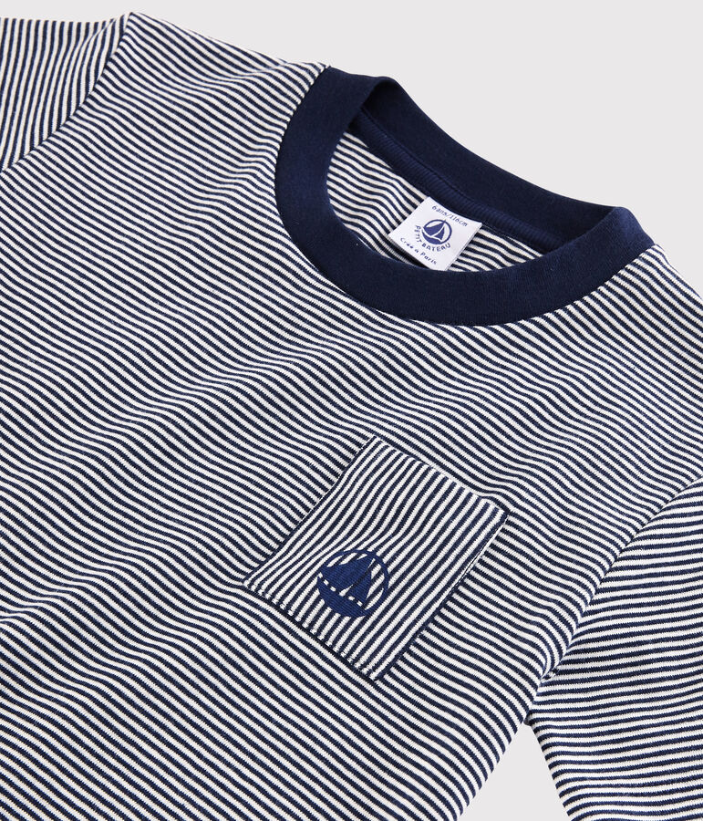 Kurz&auml;rmeliges Kinder-T-Shirt aus Baumwolle f&uuml;r Jungen blau/weiss