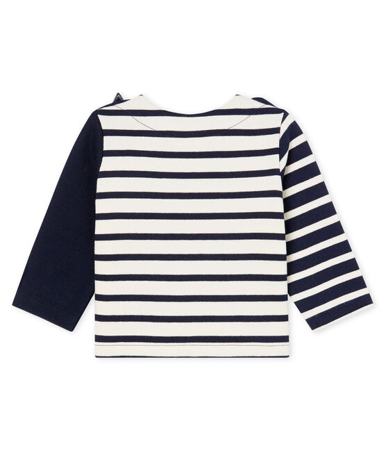 Neu interpretiertes Baby-Streifenshirt für Jungen beige COQUILLE/blau SMOKING
