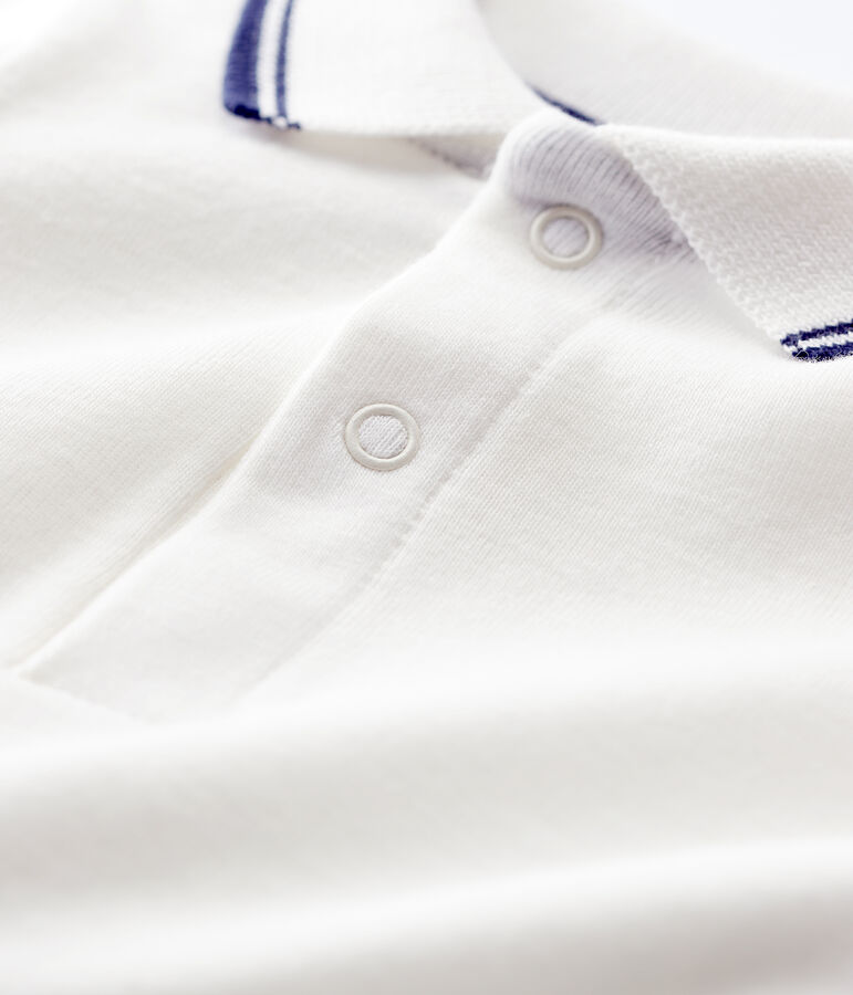 Kurz&auml;rmeliger Baby-Body aus Baumwolle mit Polokragen f&uuml;r Jungen weiss MARSHMALLOW