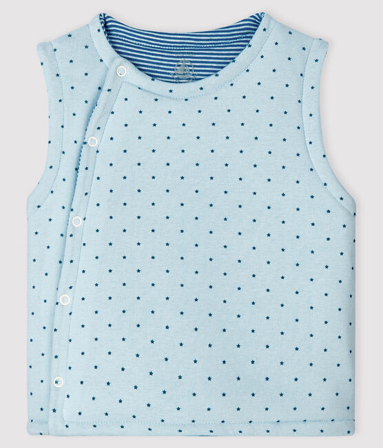 Ärmellose, wendbare Baby-Jacke in Blau aus wattiertem Rippstrick für Jungen blau FRAICHEUR/weiss MULTICO