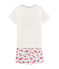 Rippstrick-Kurzpyjama für kleine Jungen weiss MARSHMALLOW/weiss MULTICO
