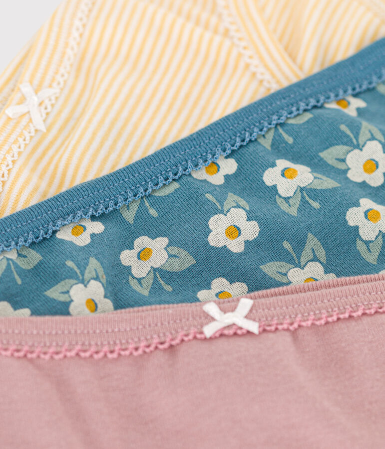 3er-Set Slips aus Baumwolle und Elastan mit Blumenmuster f&uuml;r M&auml;dchen vielfarbig
