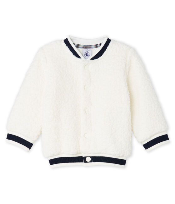 Unisex-Baby-Cardigan aus Sherpa in Schaffelloptik weiss MARSHMALLOW