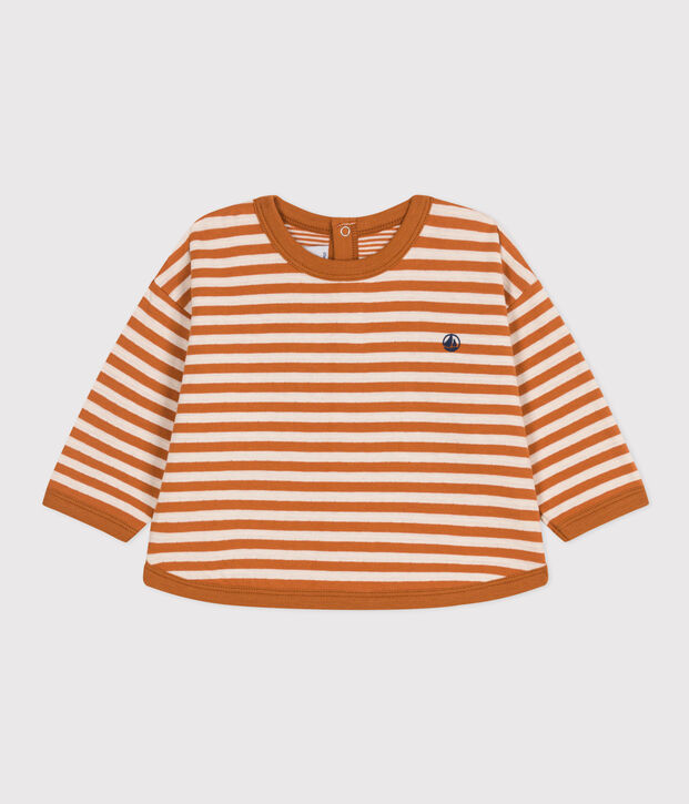 Lang&auml;rmeliges Baby-T-Shirt aus Doppeljersey braun/naturfarben