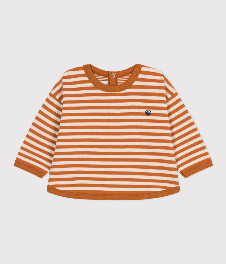 Lang&auml;rmeliges Baby-T-Shirt aus Doppeljersey braun/naturfarben