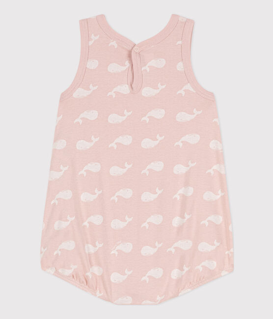 Baby-Kurzoverall aus Baumwolle mit rosa Walen SALINE/ MARSHMALLOW