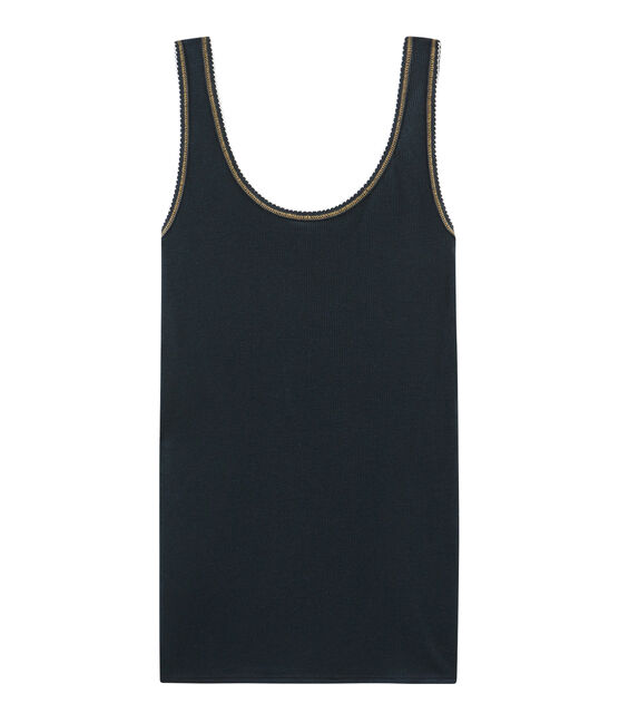 Tanktop aus 2 x 2 Rippstrick für Damen blau SMOKING