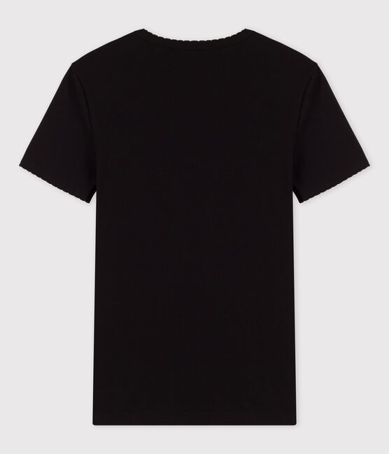 Damen-T-Shirt L’ICONIQUE aus Baumwolle mit Mäusezähnchen schwarz NOIR