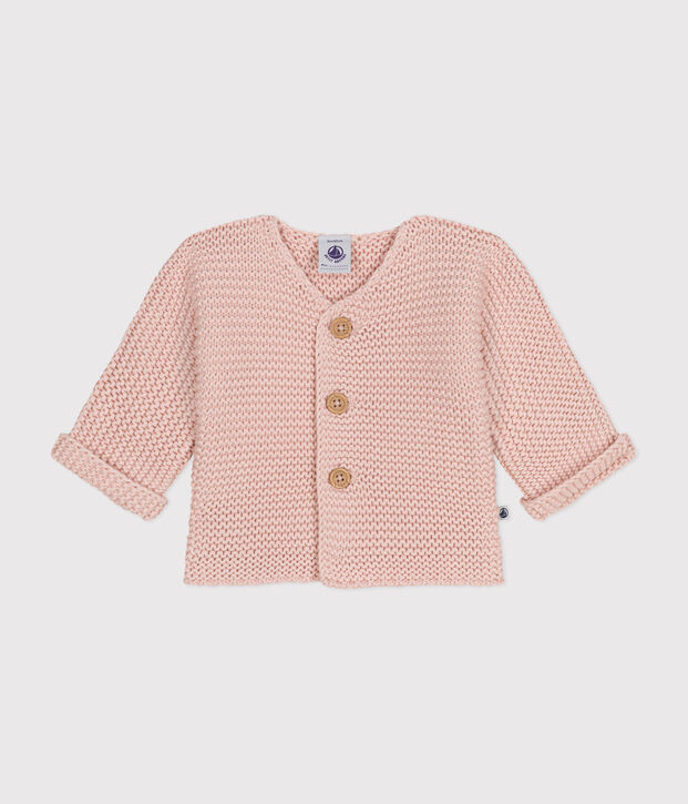 Baby-Cardigan kraus rechts gestrickt rosa