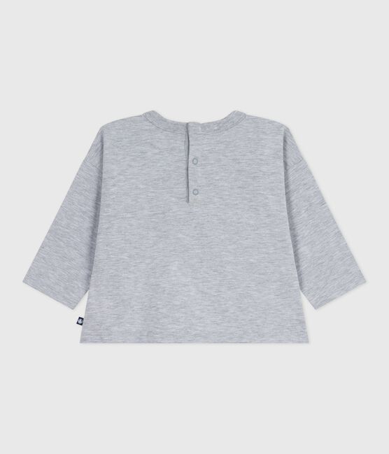 Langärmeliges Baby-T-Shirt aus Baumwolle mit Walmotiv grau FUMEE CHINE