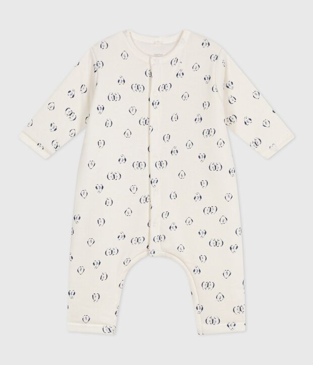 Wattierter Baby-Overall aus Baumwolle mit Pinguin-Motiv blau/blau