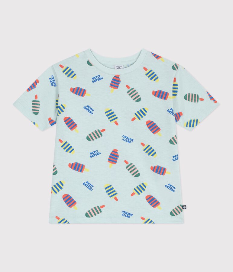 Kurz&auml;rmeliges Kinder-T-Shirt aus Baumwolle mit M&ouml;wenmotiv blau/vielfarbig