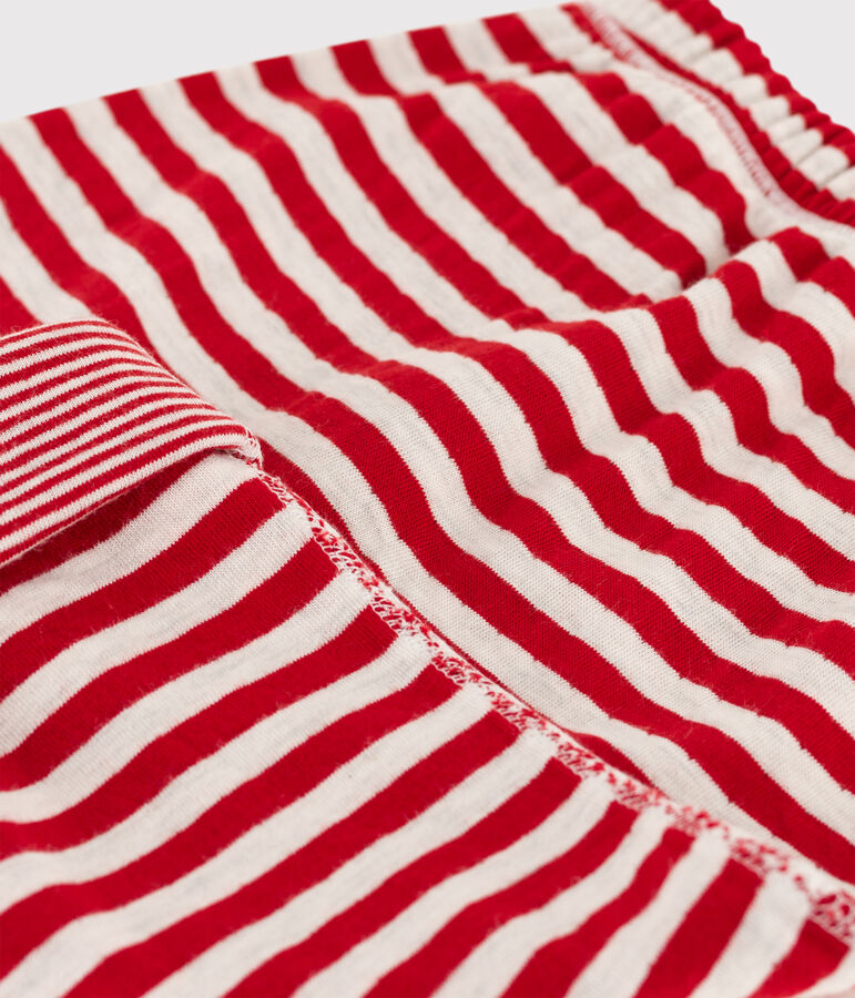 Gestreifte Baby-Hose aus Doppeljersey rot/beige