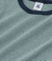 Kurzärmeliger Rippstrick-Pyjama für kleine Jungen grün PINEDE/weiss MARSHMALLOW