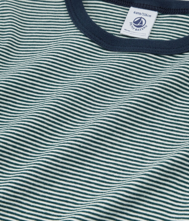 Kurz&auml;rmeliger Rippstrick-Pyjama f&uuml;r kleine Jungen gr&uuml;n/weiss