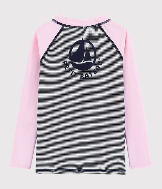 Kinder-T-Shirt mit UV-Schutz aus recycelten Materialien rosa MINOIS/weiss MULTICO