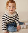 Baby-Pullover aus Woll- und Baumwollstrick weiss MARSHMALLOW/blau SMOKING