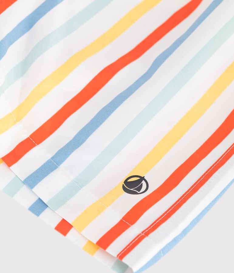 Kinder-Badeshorts mit Streifen weiss MARSHMALLOW/weiss MULTICO