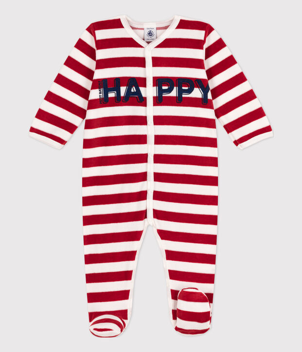 Baby-Strampler aus Nicki rot/weiss