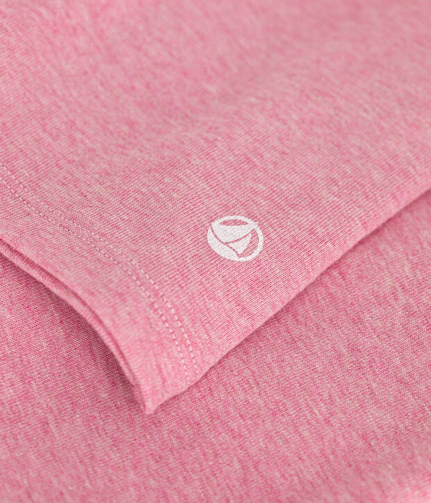 Lang&auml;rmeliges Damen-T-Shirt L'Iconique mit M&auml;usez&auml;hnchenkante aus einfarbigem Rippstrick rosa