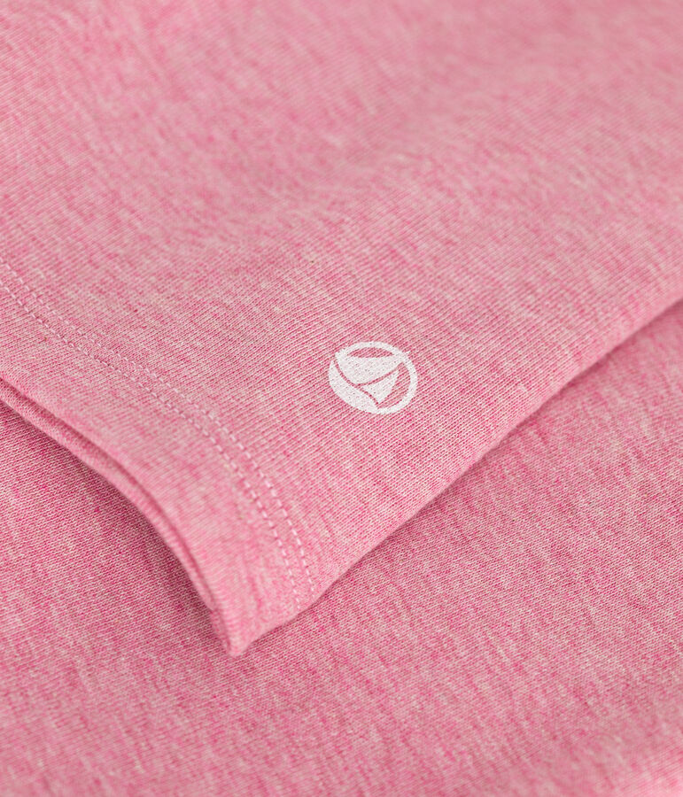 Lang&auml;rmeliges Damen-T-Shirt L'Iconique mit M&auml;usez&auml;hnchenkante aus einfarbigem Rippstrick rosa