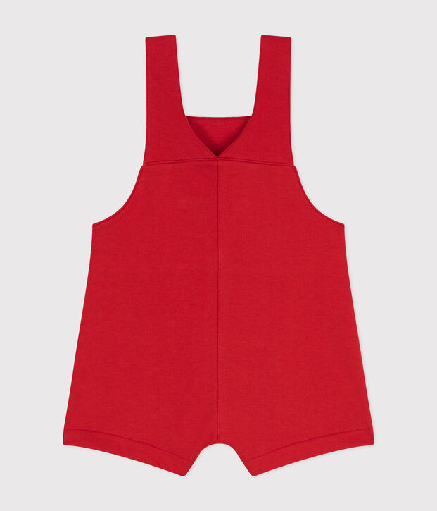Kurze Baby-Latzhose aus leichtem Molton rot