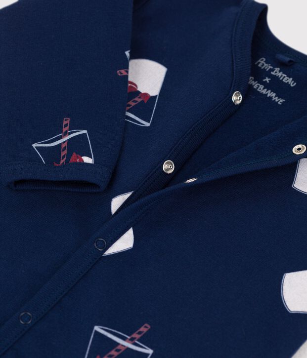 Baby-Strampler aus Bio-Baumwolle Tajinebanane x Petit Bateau blau/vielfarbig