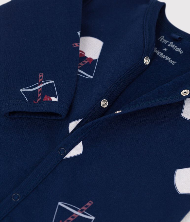 Baby-Strampler aus Bio-Baumwolle Tajinebanane x Petit Bateau blau/vielfarbig