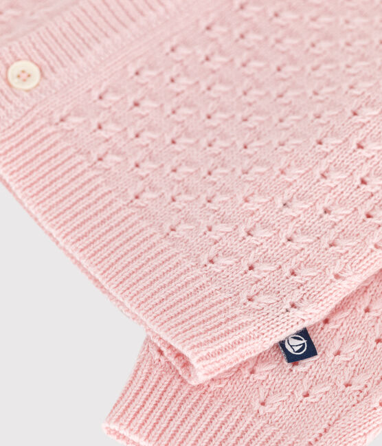 Baby-Cardigan aus einfarbigem Woll- und Baumwollstrick rosa JOLI
