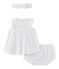 Dreiteiliges Baby-Mädchen-Ensemble aus Popeline weiss ECUME