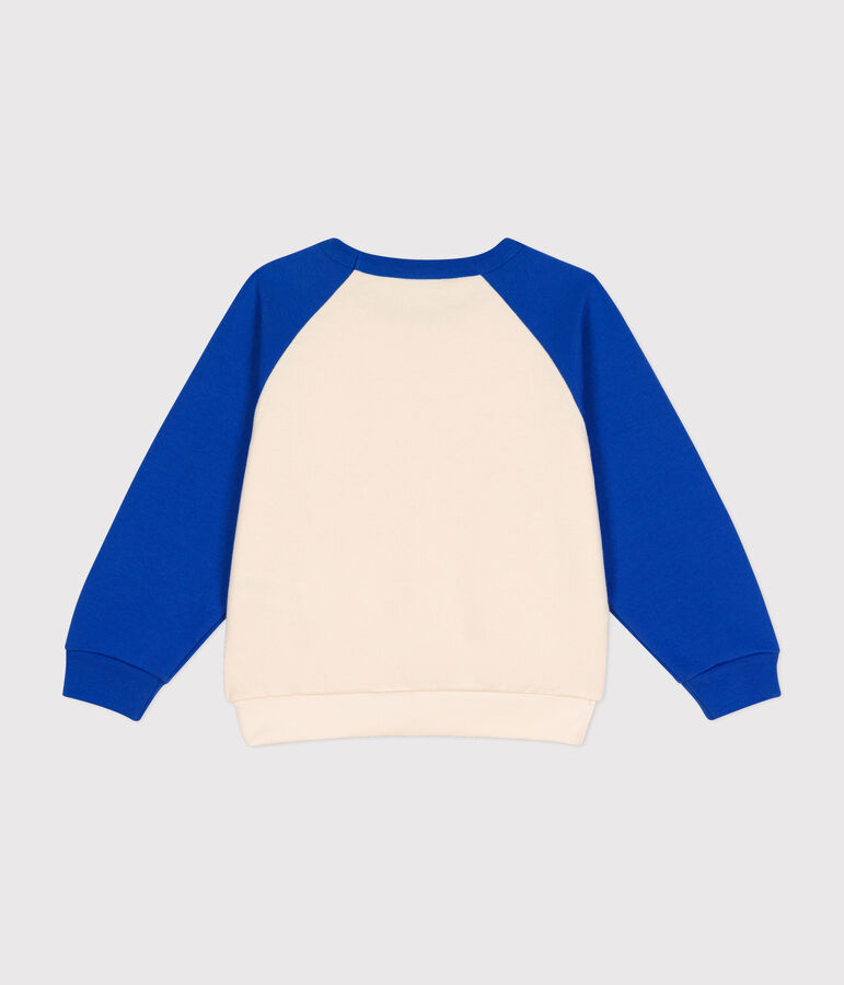 Kinder-Sweatshirt aus Molton f&uuml;r Jungen naturfarben/blau