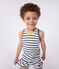 Kinder-Kurzpyjama aus Baumwolle mit gestreiftem Tanktop weiss MARSHMALLOW/blau SMOKING