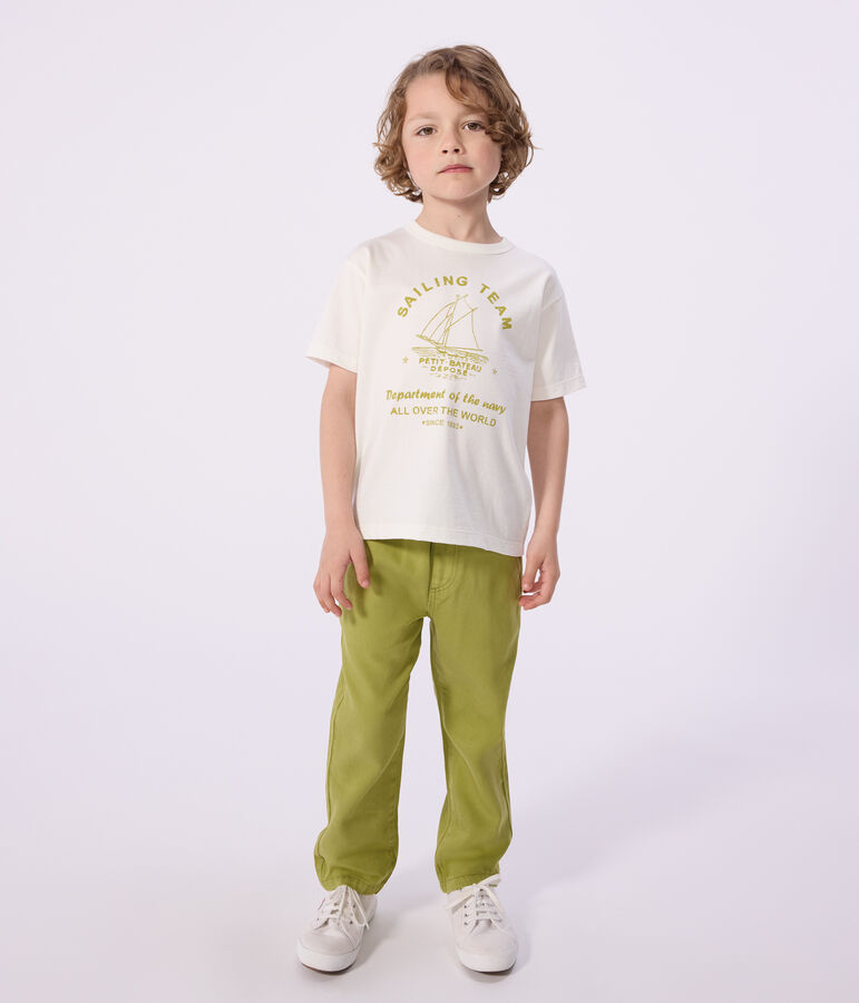 Kurz&auml;rmeliges Kinder T-Shirt aus Baumwolle weiss MARSHMALLOW