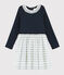 Langärmeliges Kinderkleid für Mädchen blau SMOKING/weiss MULTICO