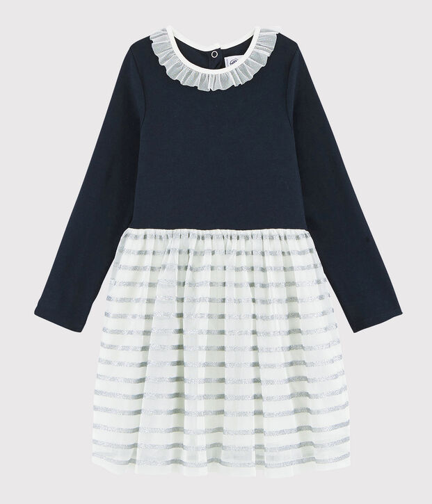 Lang&auml;rmeliges Kinderkleid f&uuml;r M&auml;dchen blau/vielfarbig