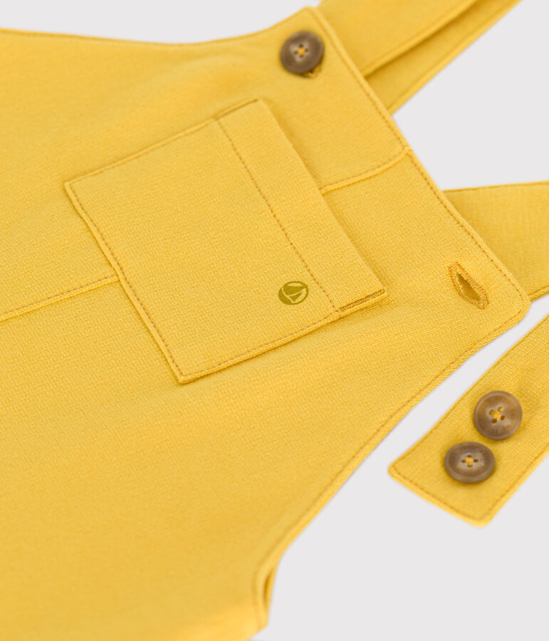 Kurze Baby-Latzhose aus leichtem Molton gelb