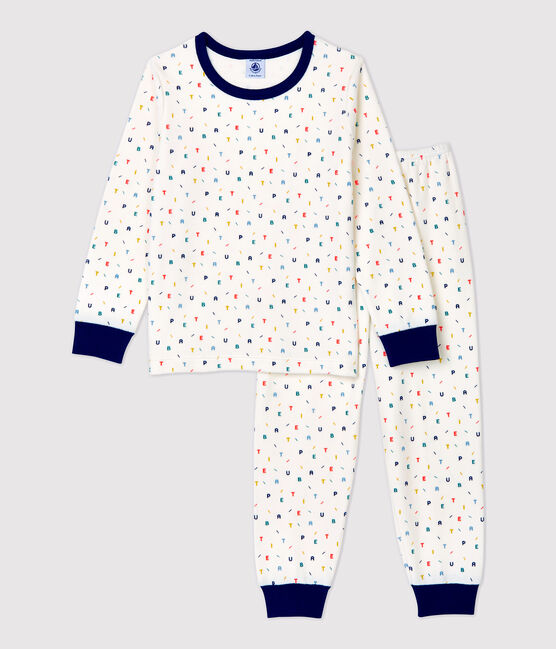 Kinderpyjama aus Nicki mit mehrfarbigem Buchstaben-Print weiss MARSHMALLOW/weiss MULTICO
