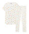 Rippstrick-Pyjama für Mädchen weiss MARSHMALLOW/weiss MULTICO