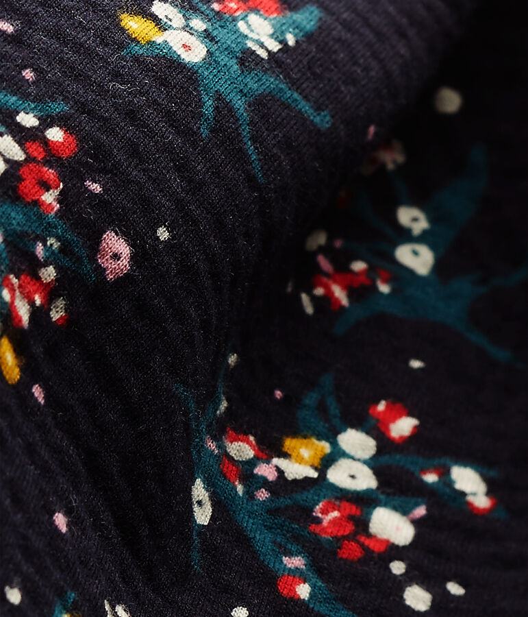 Gestepptes M&auml;dchen-Kleid aus gedoppeltem Jersey mit 3/4-&Auml;rmeln blau/vielfarbig