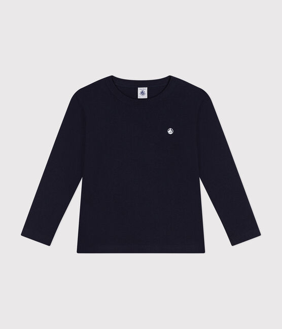 Langärmeliges Kinder-T-Shirt aus Rippstrick für Mädchen und Jungen blau SMOKING