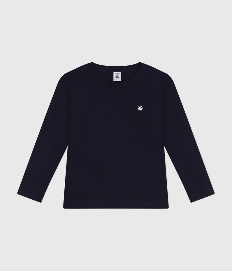 Lang&auml;rmeliges Kinder-T-Shirt aus Rippstrick f&uuml;r M&auml;dchen und Jungen blau