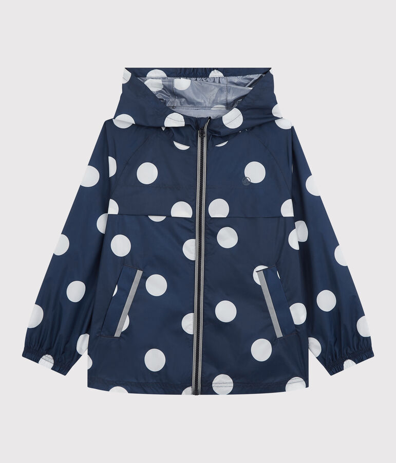 Kinder-Windjacke aus recyceltem Polyester f&uuml;r M&auml;dchen blau/weiss