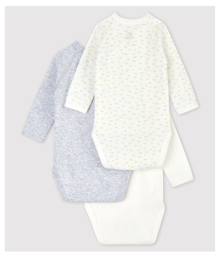 Set mit 3 lang&auml;rmeligen Baby-Bodys aus Bio-Baumwolle im Kimono-Schnitt variante 1