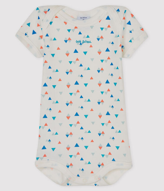 Kurzärmeliger Baby-Body für Jungen-Mädchen weiss MARSHMALLOW/weiss MULTICO