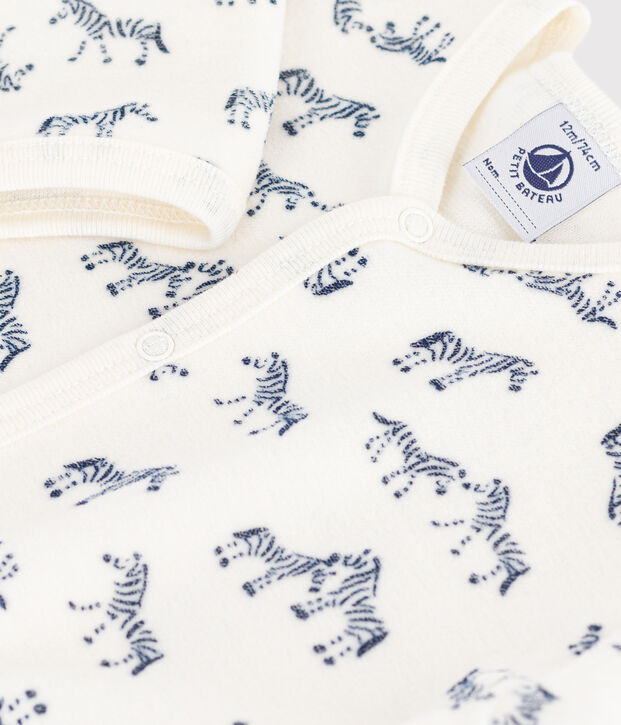 Strampler aus Nicki mit Zebra-Motiv blau/blau