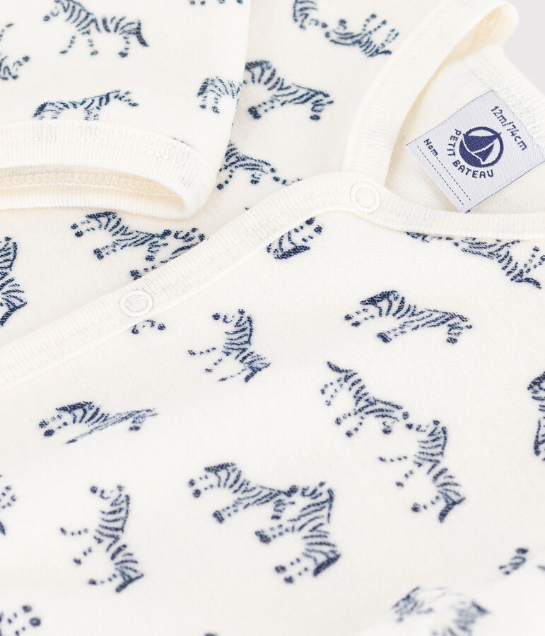 Strampler aus Nicki mit Zebra-Motiv blau/blau